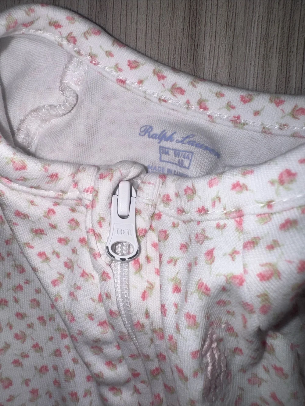 RALPH LAUREN POLO Floral Cotton Interlock Footed Coverall